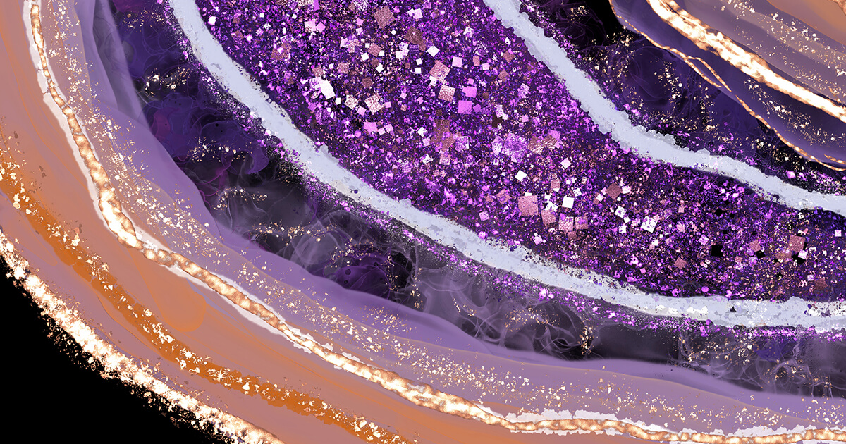 Multi Asset Capabilities Abstract conceptual Cross section detail of purple agate stone against